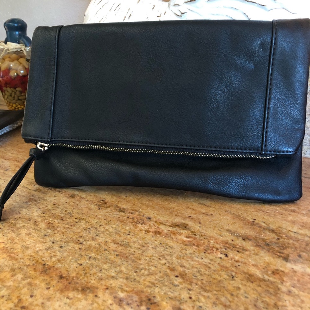 Black Vegan Leather Clutch